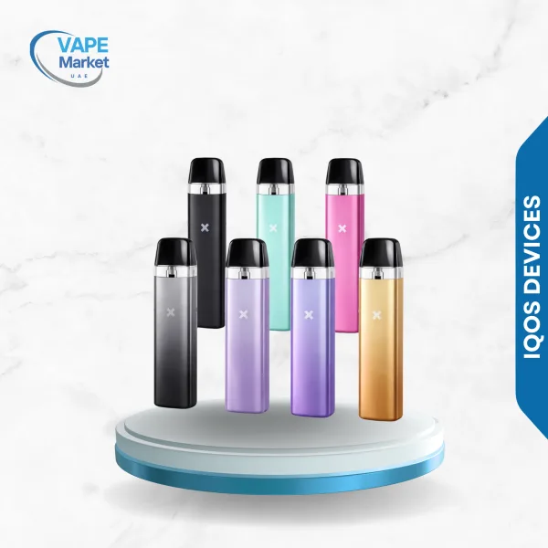 Ultra-realistic commercial product photography of multiple Vozol Gear 10000 Puffs disposable vape devices in assorted color accents (purple, green, yellow, red, white, and black variants). Only the products visible — no background circle, no platform, no leaves, no logo, no text. Devices arranged in a dynamic grouped composition with one front device slightly centered and others subtly layered behind to create natural depth. Subtle 3/4 perspective angle with the center device slightly closer to the camera and side devices gently receding. Balanced spacing between devices while maintaining a compact premium lineup. Leave generous empty space above the products for logo placement. Clean soft studio lighting from upper right creating gentle highlights on the textured black bodies and neon stripe accents. Soft diffused shadow directly beneath the group, slightly extending toward the left. Accurate material rendering: matte textured body with vibrant diagonal stripe detailing and precise edge definition. No artificial glow. No dramatic contrast. No reflections except subtle natural highlights. Completely transparent background (true PNG alpha channel). No visible floor or horizon line. High resolution 3000x3000px. Professional ecommerce-grade product render with premium white catalog lighting and realistic proportions.